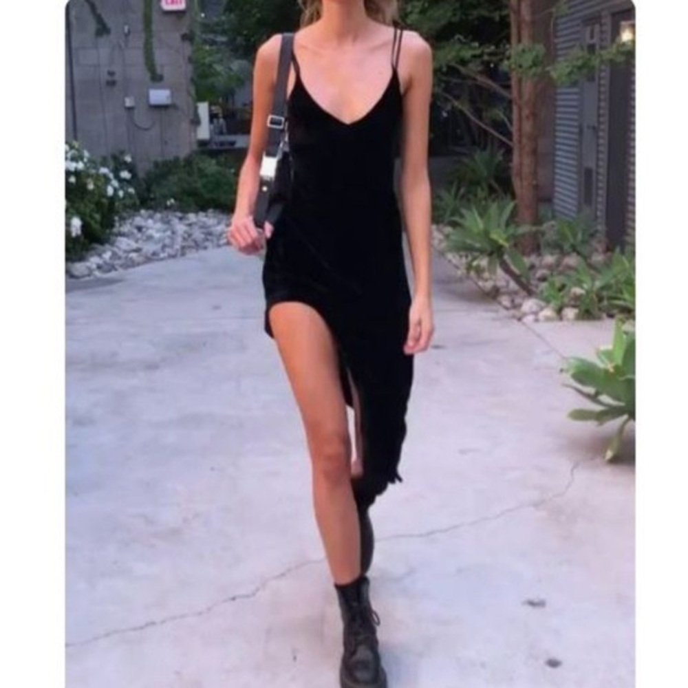 For Love & Lemons Nadine Velvet Black Dress